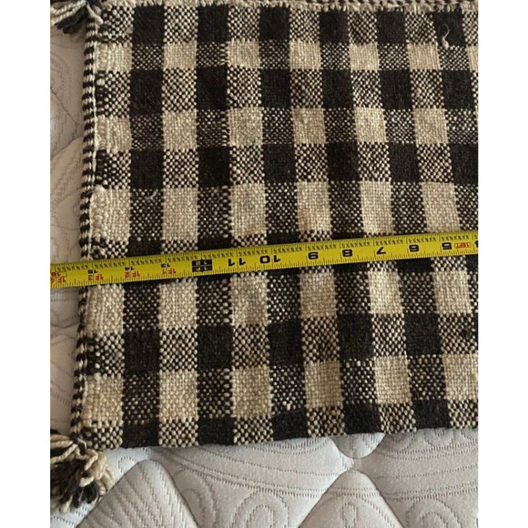 Plaid Checkerboard Pillow Cover Sham Textured Tweed Brown Beige Vintage MCM 70s - Picture 7 of 8